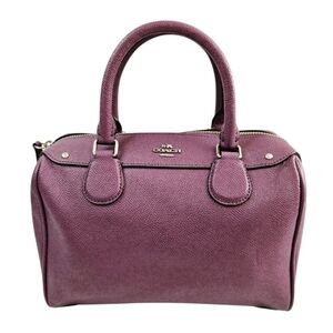 Coach Mini Bennett Leather Satchel Metallic Magenta Crossbody Shoulder BagF57521